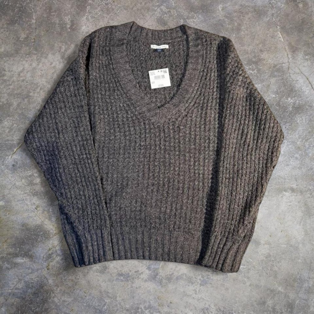 American Eagle Grey Chunky Knit Sweater Womens XS NWT Cozy Soft
